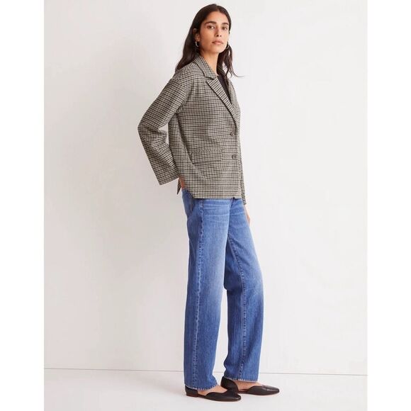 NWT Madewell Oversized Knit Blazer Houndstooth Jacket True Black Size L - Picture 2 of 6